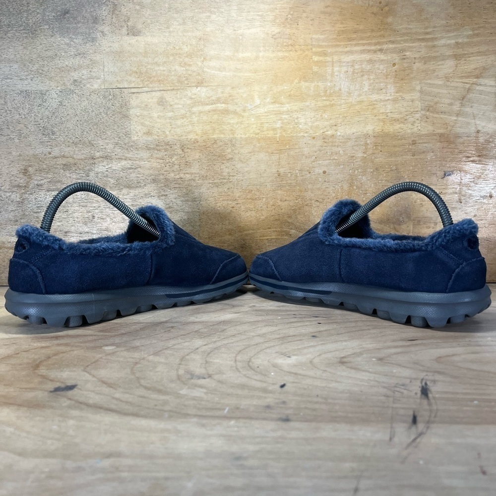 Skechers Go Walk Womens Size 8 Extra Wide Slip On Faux Fur Lined Shoes Blue - Picture 5 of 8